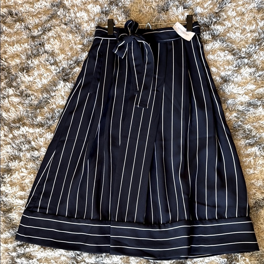 Banana Republic Navy Striped Midi Skirt
